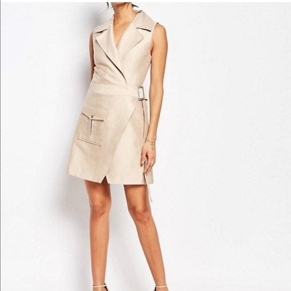C/Meo Collective beige wrap dress